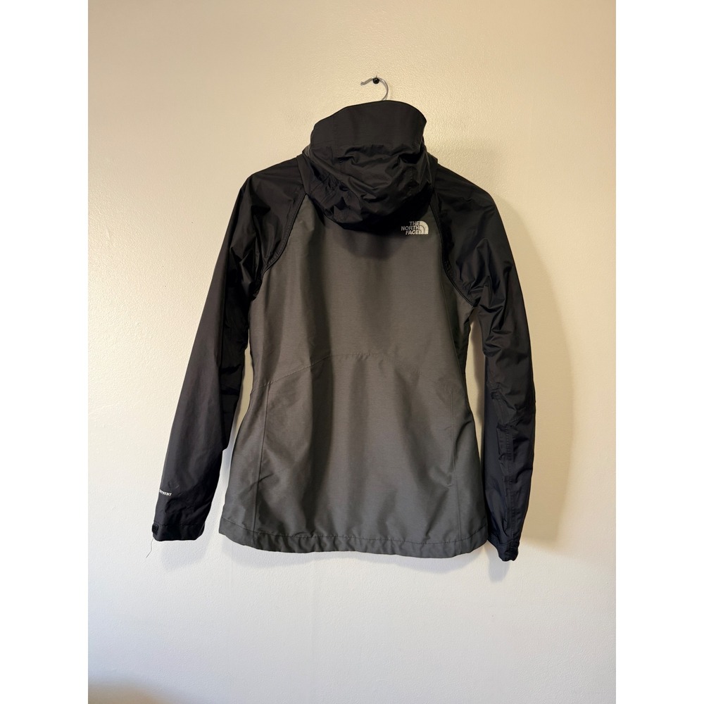 The North Face Womens HyVent Hooded Rain Jacket Grey Black Full Zip Small A2SZK - Picture 2 of 7